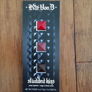 Kat Von D studded kiss deep bright red lipstick
